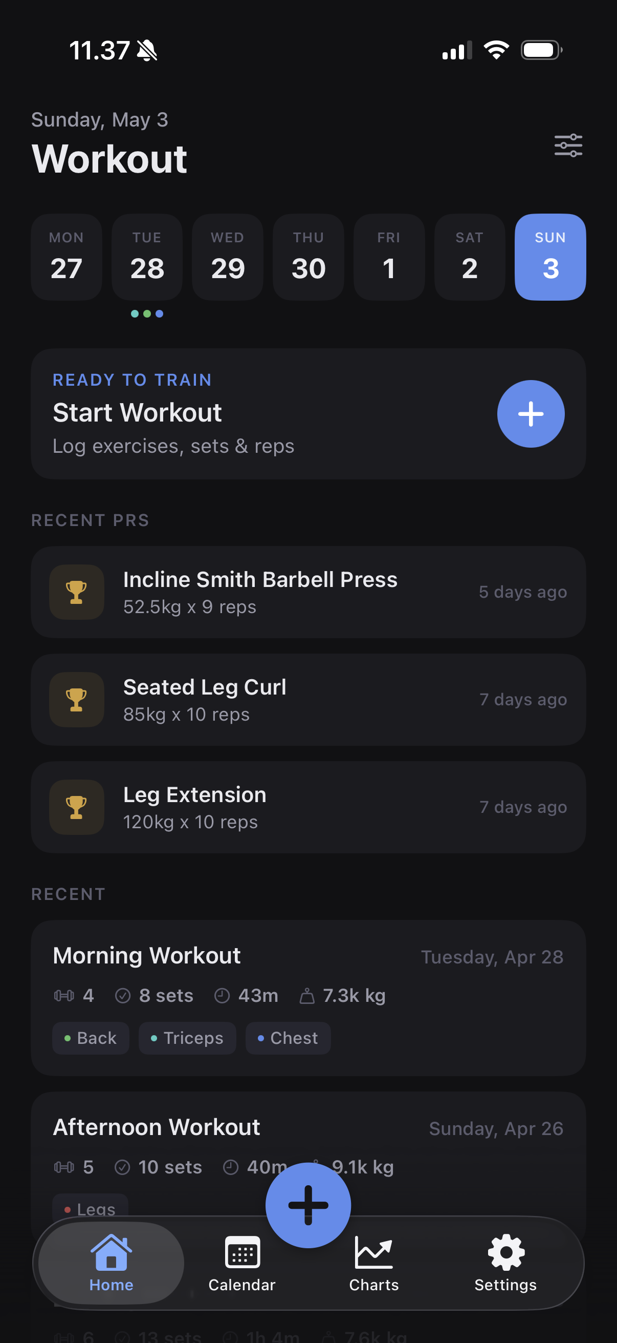 Repster home screen on iPhone